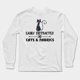 Easily Distracted By Cats Fabric Sewing Long Sleeve T-Shirt